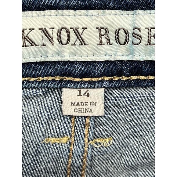 Knox Rose Jeans Womens 14 Crop Medium Wash Aztec Stripe Stretch Boho Blue Denim - Picture 5 of 7
